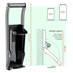 AYOO® Blikjespers Met Ingebouwde Opener - Flessenpers -Zwart - Blikjes Pers - Can Crusher - Cancrusher - Blikkenpers - Blikjes Verkleiner - Inclusief Ophangsysteem - Tot 0.5 Liter - In Vijf Kleuren Verkrijgbaar -Thuisopslag 1200x1200 2451