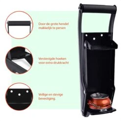 AYOO® Blikjespers Met Ingebouwde Opener - Flessenpers -Zwart - Blikjes Pers - Can Crusher - Cancrusher - Blikkenpers - Blikjes Verkleiner - Inclusief Ophangsysteem - Tot 0.5 Liter - In Vijf Kleuren Verkrijgbaar -Thuisopslag 1200x1200 2452