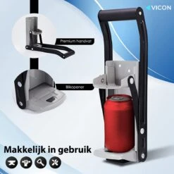Vicon Blikjespers Met Flesopener - Tot 50cl Blikjes - Incl. Wandmontage - Can Crusher - Blikkenpers - Flessenpers - Blikpers -Thuisopslag 1200x1200 2463