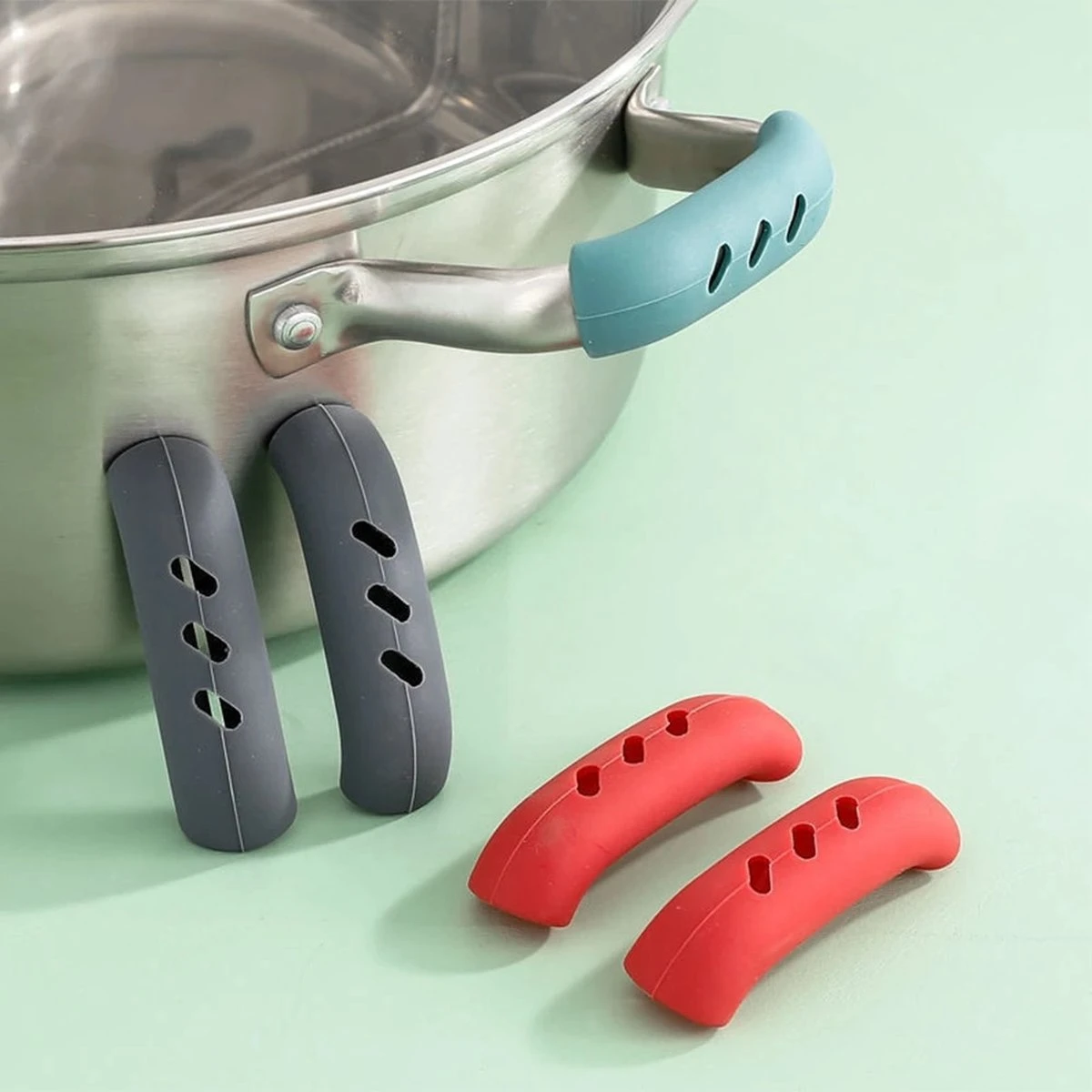 Merkloos Silicone Handvat Pannen - 1 Set - Pannenset - Silicone - Handvat - Ovenhandschoen - Ovenwanten - 4 Merkloos Silicone Handvat Pannen - 1 Set - Pannenset - Silicone - Handvat - Ovenhandschoen - Ovenwanten - - Afbeelding 2
