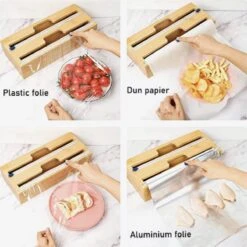 Vdrto - Keuken Foliedispenser Voor 2 Rollen Folie - Keuken Lade Organizer - Folie Snijder - Aluminiumfolie/Vershoudfolie/Keukenfolie Keuken Folie Dispenser Snijder Houder - Foliehouder - Ophangbaar - Bamboe -Thuisopslag 1200x1200 2498