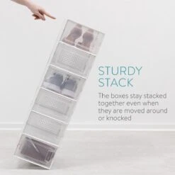 Navaris 6x Stapelbare Doorzichtige Schoenendoos - Van Kunststof - Met Deurtjes - Transparant -Thuisopslag 1200x1200 2502