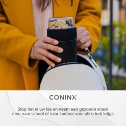 Coninx Yoghurtbeker To Go - Muesli Beker To Go - Lunchbeker - Mueslibeker 640ml (450ml+190ml) - Zwart -Thuisopslag 1200x1200 251