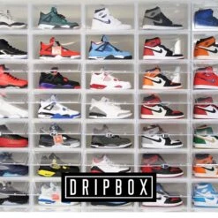 Sneaker Crate | Sneaker Box | Schoenendoos | Schoenenkast | Schoenenrek | Schoenenopberger | Opbergsysteem | Opbergbox | Organizer | Stapelbaar | Schoenen Opbergen - Transparant Sideways (magnetische Sluiting) Dripbox -Thuisopslag 1200x1200 2523