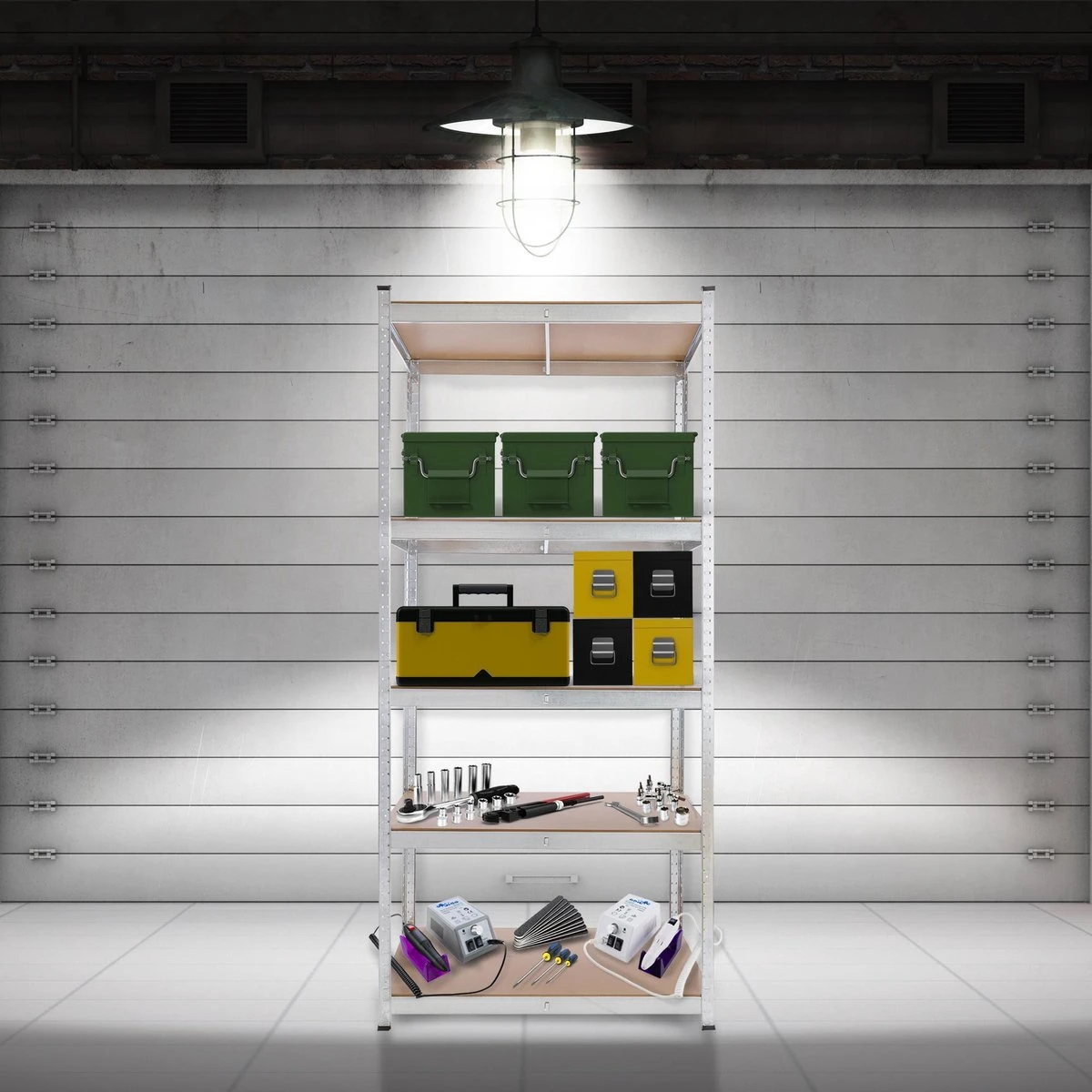 AREBOS Stellingkast - Opbergrek - 5 Planken - 1000 Kg Draagkracht - 90x45x200 Cm - Metaal/MDF - Te Gebruiken Als Werkbank 5 AREBOS Stellingkast - Opbergrek - 5 Planken - 1000 Kg Draagkracht - 90x45x200 Cm - Metaal/MDF - Te Gebruiken Als Werkbank - Afbeelding 3