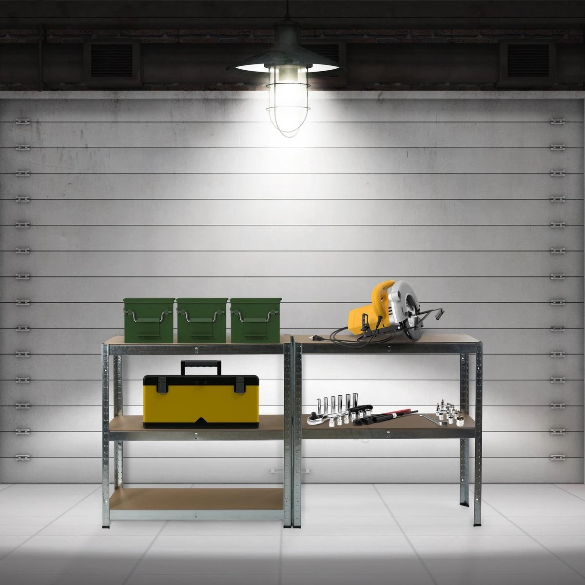 AREBOS Stellingkast - Opbergrek - 5 Planken - 1000 Kg Draagkracht - 90x45x200 Cm - Metaal/MDF - Te Gebruiken Als Werkbank 6 AREBOS Stellingkast - Opbergrek - 5 Planken - 1000 Kg Draagkracht - 90x45x200 Cm - Metaal/MDF - Te Gebruiken Als Werkbank - Afbeelding 4