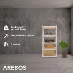 AREBOS Stellingkast - Opbergrek - 5 Planken - 1000 Kg Draagkracht - 90x45x200 Cm - Metaal/MDF - Te Gebruiken Als Werkbank 19 AREBOS Stellingkast - Opbergrek - 5 Planken - 1000 Kg Draagkracht - 90x45x200 Cm - Metaal/MDF - Te Gebruiken Als Werkbank -Thuisopslag 1200x1200 2545