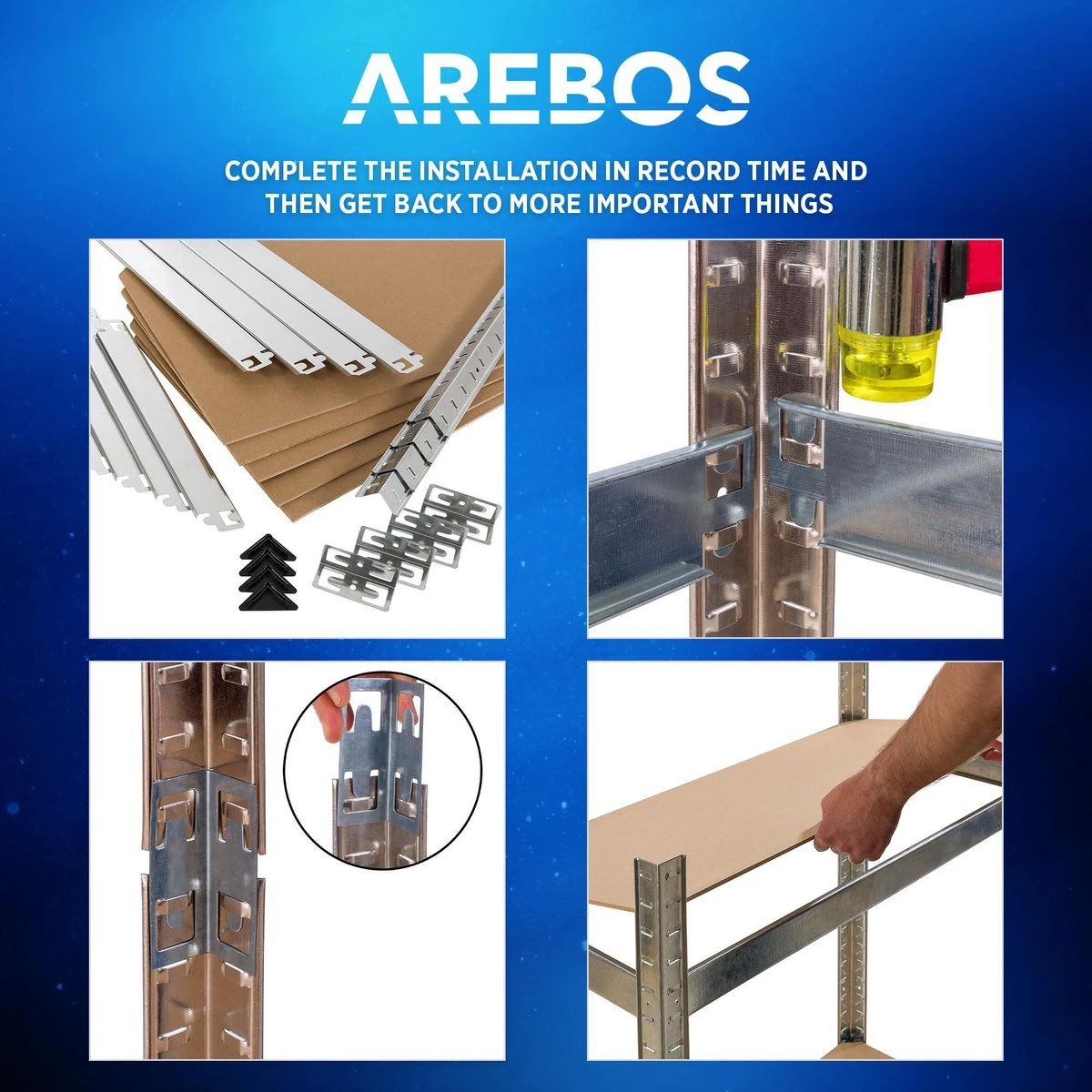 AREBOS Stellingkast - Opbergrek - 5 Planken - 1000 Kg Draagkracht - 90x45x200 Cm - Metaal/MDF - Te Gebruiken Als Werkbank 11 AREBOS Stellingkast - Opbergrek - 5 Planken - 1000 Kg Draagkracht - 90x45x200 Cm - Metaal/MDF - Te Gebruiken Als Werkbank - Afbeelding 9