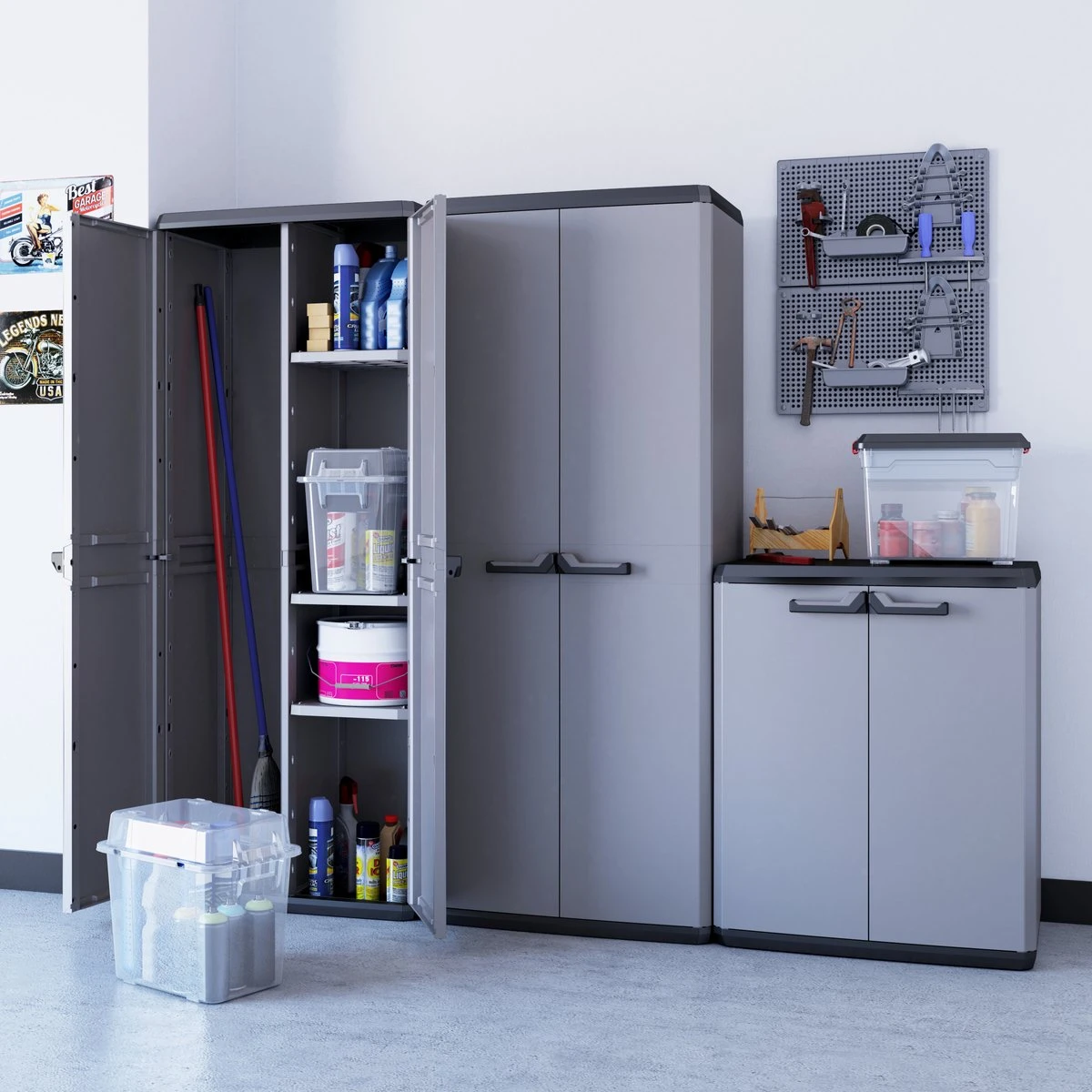 Keter Più Multipurpose Opbergkast - 3 Planken - 39x68x166cm - Donkergrijs/Zwart 9 Keter Più Multipurpose Opbergkast - 3 Planken - 39x68x166cm - Donkergrijs/Zwart - Afbeelding 7