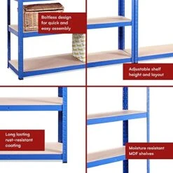G-Rack Rekken Voor Zwaar Gebruik, 1 Blauwe Opslagplank 5 Vakken - Voor Kelder, Werkplaats, Berging, Garage - Metaal I 180 X 120 X 45 Cm I 175 Kg Belasting Per Plank (totaal 875 Kg) I 5 Jaar Garantie -Thuisopslag 1200x1200 2575
