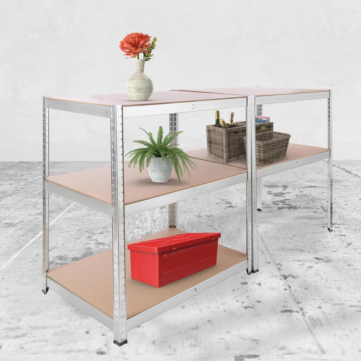 AREBOS Stellingkast - Opbergrek - 5 Planken - 875 Kg Draagkracht - 90x60x200 Cm - Metaal/MDF - Te Gebruiken Als Werkbank 5 AREBOS Stellingkast - Opbergrek - 5 Planken - 875 Kg Draagkracht - 90x60x200 Cm - Metaal/MDF - Te Gebruiken Als Werkbank - Afbeelding 3