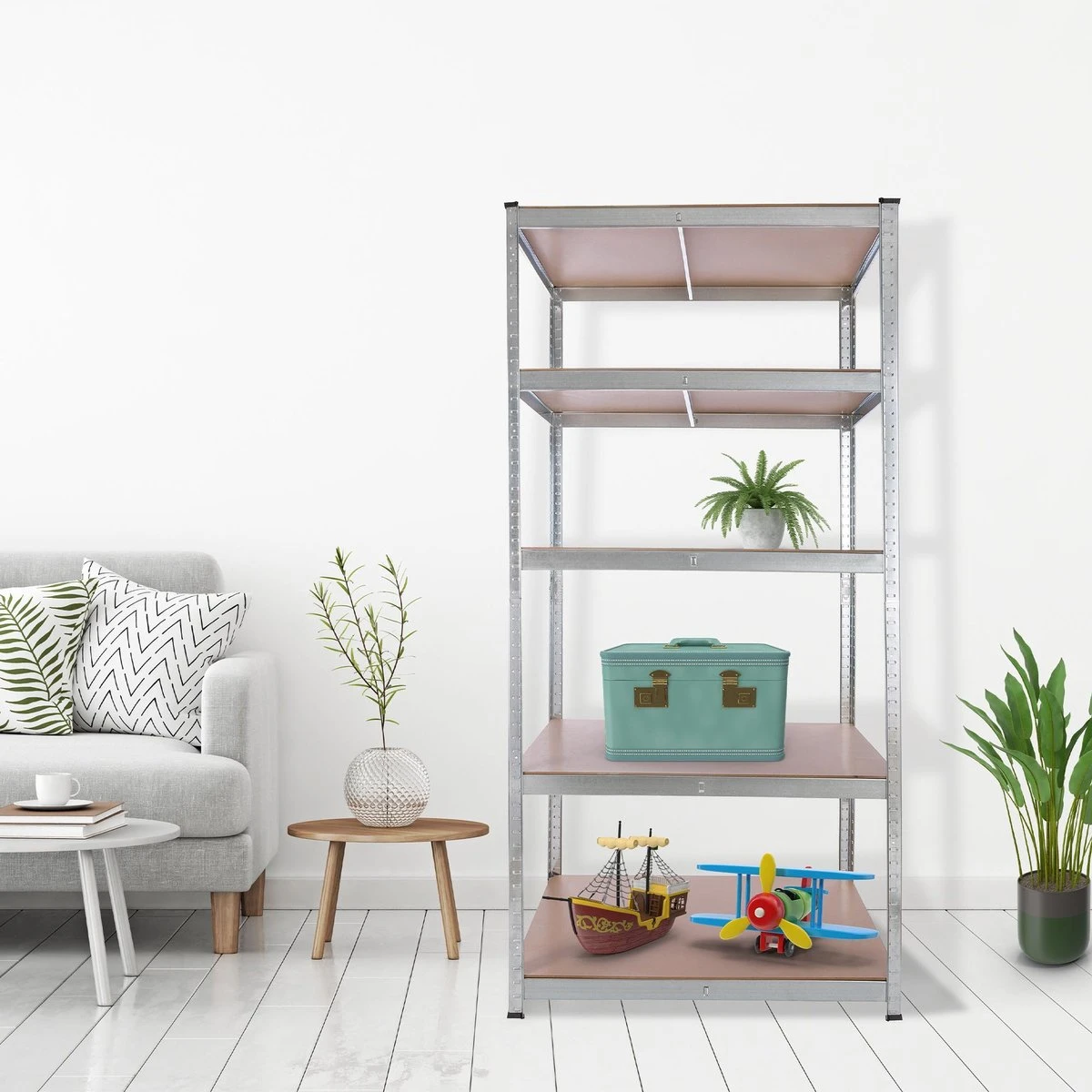 AREBOS Stellingkast - Opbergrek - 5 Planken - 875 Kg Draagkracht - 90x60x200 Cm - Metaal/MDF - Te Gebruiken Als Werkbank 6 AREBOS Stellingkast - Opbergrek - 5 Planken - 875 Kg Draagkracht - 90x60x200 Cm - Metaal/MDF - Te Gebruiken Als Werkbank - Afbeelding 4