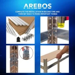 AREBOS Stellingkast - Opbergrek - 5 Planken - 875 Kg Draagkracht - 90x60x200 Cm - Metaal/MDF - Te Gebruiken Als Werkbank 24 AREBOS Stellingkast - Opbergrek - 5 Planken - 875 Kg Draagkracht - 90x60x200 Cm - Metaal/MDF - Te Gebruiken Als Werkbank -Thuisopslag 1200x1200 2595