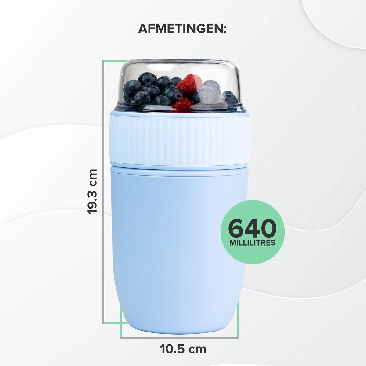 Coninx Yoghurtbeker To Go - Muesli Beker To Go - Lunchbeker - Mueslibeker 640ml ( 450ml+190ml ) - Blauw 4 Coninx Yoghurtbeker To Go - Muesli Beker To Go - Lunchbeker - Mueslibeker 640ml ( 450ml+190ml ) - Blauw - Afbeelding 2
