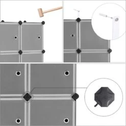 SONGMICS LPC116HS Opbergkast Met 9 Dobbelstenen, Kunststof Kledingkast Met Deuren, Schoenenrek, Opbergen Van Kleding, Schoenen, Speelgoed En Boeken, Steekrek, Eenvoudige Montage, Zwart 12 SONGMICS LPC116HS Opbergkast Met 9 Dobbelstenen, Kunststof Kledingkast Met Deuren, Schoenenrek, Opbergen Van Kleding, Schoenen, Speelgoed En Boeken, Steekrek, Eenvoudige Montage, Zwart -Thuisopslag 1200x1200 2608