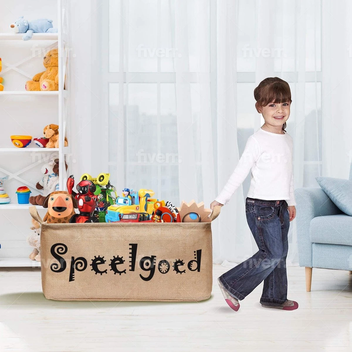 Speelgoed Opbergdoos Kinderen Speelgoedmand - Speelgoed Opbergen - Opbergmand - Speelgoed Organizer - Speelgoedkist - 56x33x30CM 6 Speelgoed Opbergdoos Kinderen Speelgoedmand - Speelgoed Opbergen - Opbergmand - Speelgoed Organizer - Speelgoedkist - 56x33x30CM - Afbeelding 4