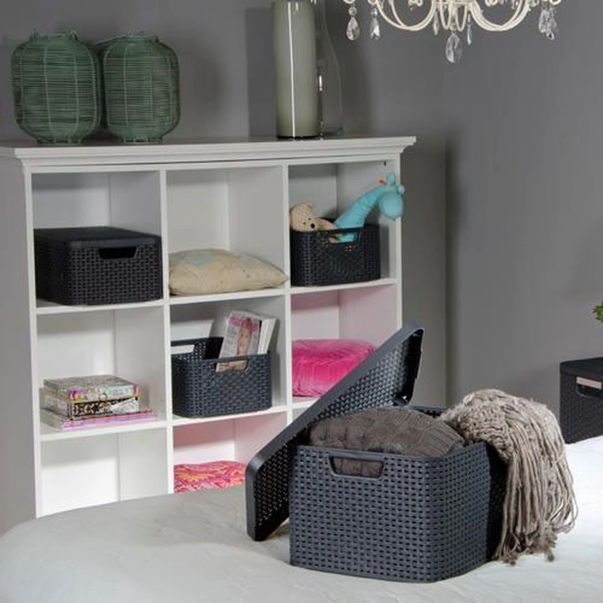 Curver Style Mand L - 30L - Antraciet Met Deksel 5 Curver Style Mand L - 30L - Antraciet Met Deksel - Afbeelding 3