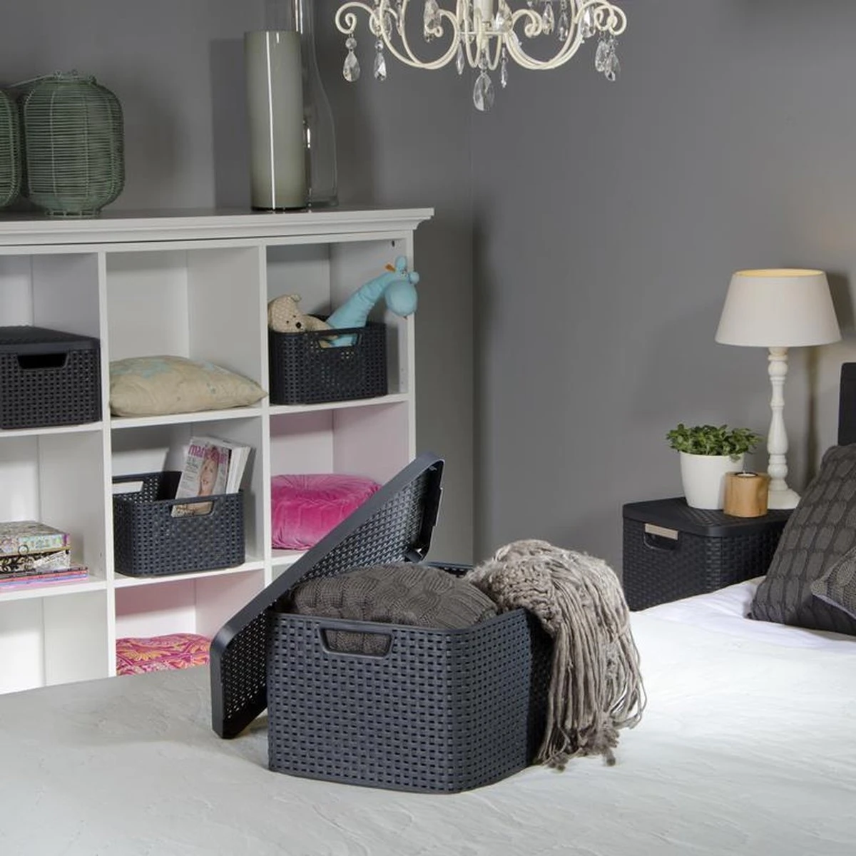 Curver Style Mand L - 30L - Antraciet Met Deksel 12 Curver Style Mand L - 30L - Antraciet Met Deksel - Afbeelding 10