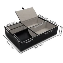 Belle Vous Zwart Faux Leren 5 Compartimenten Valet Nachtkastje Organizer Tray – Bureau Opslag Doos Voor Beurs, Telefoon, Sleutels, Sieraden, Accessoires, Geld, Armbanden – Allesvanger Naast Het Bed -Thuisopslag 1200x1200 2673
