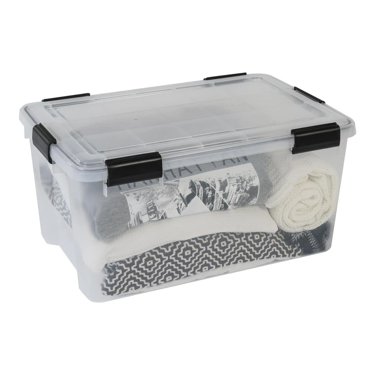 IRIS Airtight Box Opbergbox - 50L - 2 Stuks - Transparant/Zwart 4 IRIS Airtight Box Opbergbox - 50L - 2 Stuks - Transparant/Zwart - Afbeelding 2