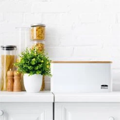 Oklahoma Broodtrommel Metaal 35,5x15,5x23 Cm Bamboe Deksel Snijplank -Thuisopslag 1200x1200 269