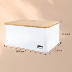 Oklahoma Broodtrommel Metaal 35,5x15,5x23 Cm Bamboe Deksel Snijplank -Thuisopslag 1200x1200 270