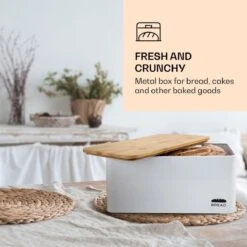 Oklahoma Broodtrommel Metaal 35,5x15,5x23 Cm Bamboe Deksel Snijplank -Thuisopslag 1200x1200 271