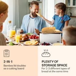 Oklahoma Broodtrommel Metaal 35,5x15,5x23 Cm Bamboe Deksel Snijplank -Thuisopslag 1200x1200 273