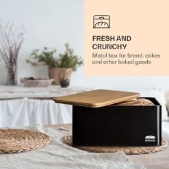 Klarstein Granrosi Oklahoma Broodtrommel - 35,5 X 15,5 X 23 Cm - Brooddoos Met Snijplank - Metaal & Bamboe -Thuisopslag 1200x1200 280