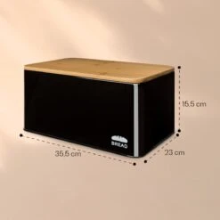 Klarstein Granrosi Oklahoma Broodtrommel - 35,5 X 15,5 X 23 Cm - Brooddoos Met Snijplank - Metaal & Bamboe -Thuisopslag 1200x1200 281