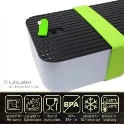 IFancy Lunchbox Tasty - Bento Lunch Box 1000ml - Dicht & Lekvrij Voor Kinderen & Volwassenen - Kantoor & School - BPA Vrij - Vaatwasser Magnetron & Vriezer Lunch Box (Groen) -Thuisopslag 1200x1200 292