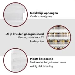 QUVIO Groot Kruidenrek - Staal - Wit - Ophangbaar - Voor 32 Kruidenpotjes - 4 Laags -Thuisopslag 1200x1200 329