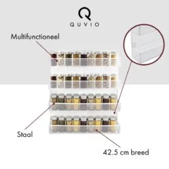 QUVIO Groot Kruidenrek - Staal - Wit - Ophangbaar - Voor 32 Kruidenpotjes - 4 Laags -Thuisopslag 1200x1200 330
