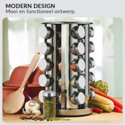 SensaHome 360 Graden Roteerbare Kruidencarrousel - Kruidenrek/Kruidenmolen - 20 Kruidenpotjes - 5 Laags - Draaibaar - 20 Specerijen Potjes - Specerijenmolen -Thuisopslag 1200x1200 360