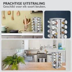 SensaHome 360 Graden Roteerbare Kruidencarrousel - Kruidenrek/Kruidenmolen - 20 Kruidenpotjes - 5 Laags - Draaibaar - 20 Specerijen Potjes - Specerijenmolen -Thuisopslag 1200x1200 361