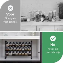 Deleca Kruidenrek Organizer Met 24 Kruidenpotjes - Vierkant - Strooideksel & Labels - Ophangbaar Of Staand - Industrieel / Zwart -Thuisopslag 1200x1200 375
