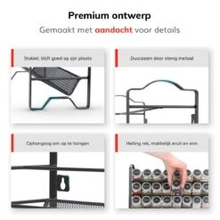 Deleca Kruidenrek Organizer Met 24 Kruidenpotjes - Vierkant - Strooideksel & Labels - Ophangbaar Of Staand - Industrieel / Zwart -Thuisopslag 1200x1200 381
