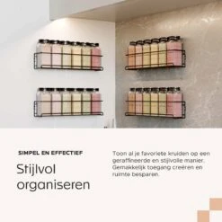 Noswo Kruidenrek Ophangbaar - Voor 24 Kruidenpotjes - 4 Stuks - Keukenrek Hangend - RVS - Zwart -Thuisopslag 1200x1200 389