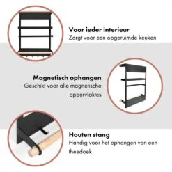 QUVIO Keukenrekje Van Metaal Magnetisch - Kruidenrek - Keuken Opbergrek Voor Kruiden, Handdoeken En Opscheplepels - Zwart 18 QUVIO Keukenrekje Van Metaal Magnetisch - Kruidenrek - Keuken Opbergrek Voor Kruiden, Handdoeken En Opscheplepels - Zwart -Thuisopslag 1200x1200 398
