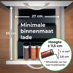 Goedewaere Kruidenrek Lade - 6 Stuks - Keuken Organizers - Keukenlade Organiser - Kruiden Organizer - Uitschuifbaar - Kunststof -Thuisopslag 1200x1200 420