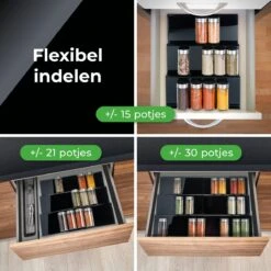 Goedewaere Kruidenrek Lade - 6 Stuks - Keuken Organizers - Keukenlade Organiser - Kruiden Organizer - Uitschuifbaar - Kunststof -Thuisopslag 1200x1200 421