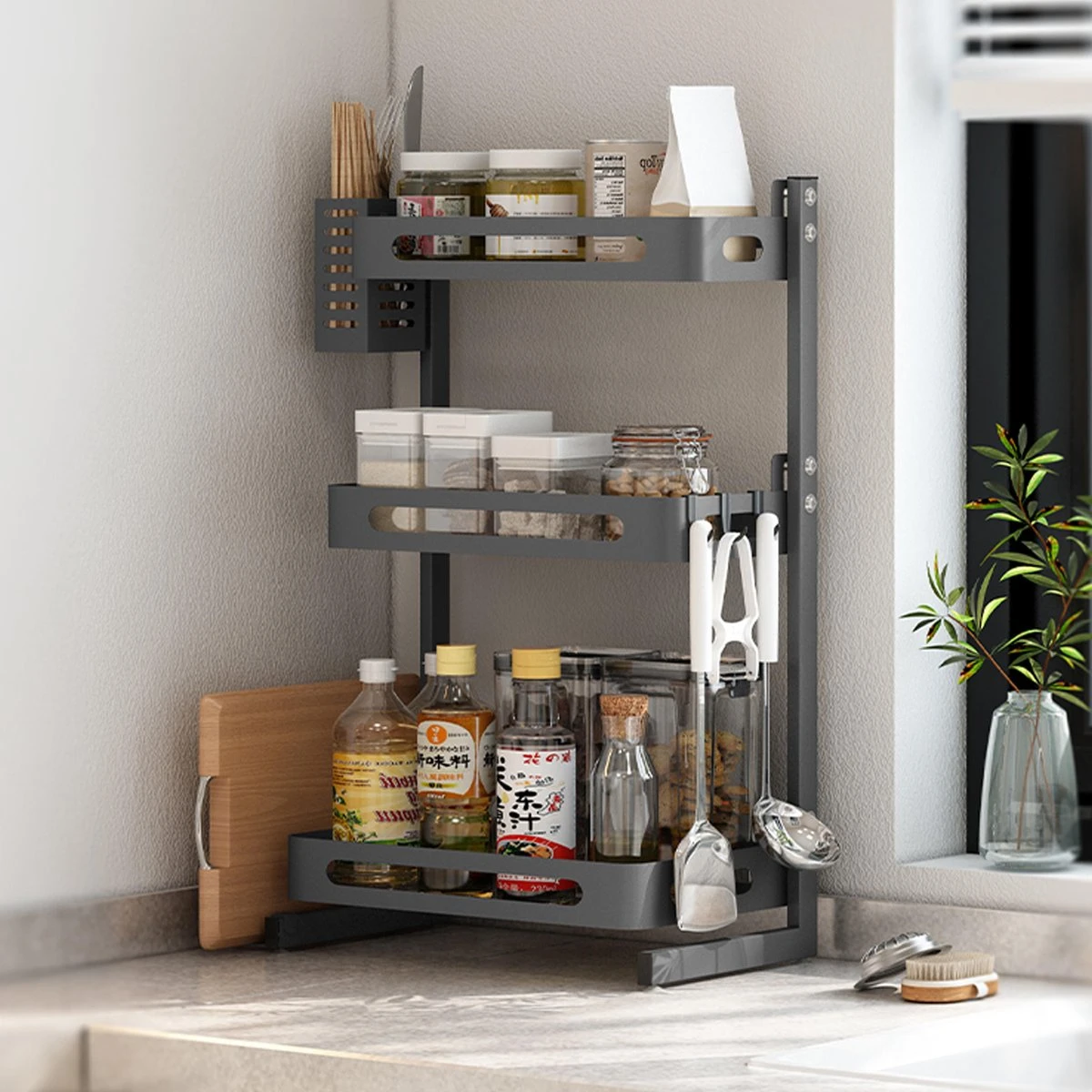 Chefs Cuisine Kruidenrek - Kruidenrek Staand - Keukenrek -aanrecht Organizer - Bureau Organizer - Keuken Organizers - Roestvrij Staal 6 Chefs Cuisine Kruidenrek - Kruidenrek Staand - Keukenrek -aanrecht Organizer - Bureau Organizer - Keuken Organizers - Roestvrij Staal - Afbeelding 4