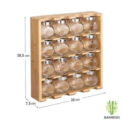 Merkloos Decopatent® Kruidenrekje Ophangbaar - Kruidenrek Inclusief 16 Kruidenpotjes - Bamboe Hout - 4 Laags -Thuisopslag 1200x1200 433