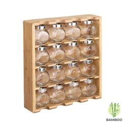 Merkloos Decopatent® Kruidenrekje Ophangbaar - Kruidenrek Inclusief 16 Kruidenpotjes - Bamboe Hout - 4 Laags -Thuisopslag 1200x1200 436