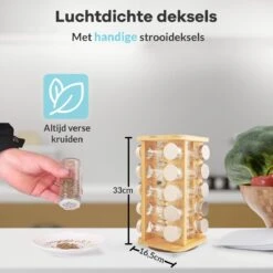LuZana® Draaibaar Kruidenrek Staand Met Potjes - Bamboe- 20 Kruidenpotjes Met Strooideksel – Incl. Labels, Krijtstift En Trechter -Thuisopslag 1200x1200 442