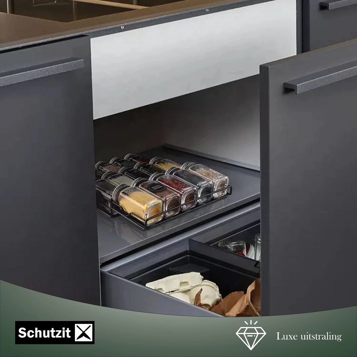 Schutzit - Kruidenrek Lade - Metaal - Zwart - 3 Lagen - Kruiden Organizer Liggend Ladeinzet 4 Schutzit - Kruidenrek Lade - Metaal - Zwart - 3 Lagen - Kruiden Organizer Liggend Ladeinzet - Afbeelding 2