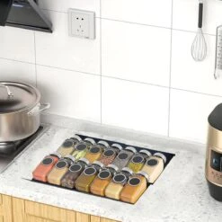 Kitchenful Kruidenrek Lade - Kruiden Organiser - 6 Stuks - Zwart - Verstelbaar - Metaal - Kruiden Opberger -Thuisopslag 1200x1200 462