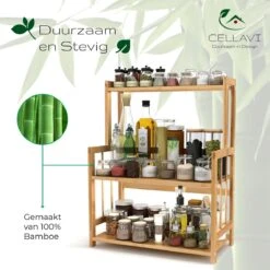 Cellavi Duurzaam Kruidenrek Staand Van Bamboe - Keukenrek Verstelbaar - Keuken Accessoires - Stevige Constructie - Multifunctioneel En Waterafstotend -Thuisopslag 1200x1200 476