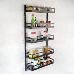 Soome Viljo - Kruidenrek Ophangbaar - Keukenrek - Wandrek - Keuken Organizer - 5 Laags - Verstelbaar - Staal - Zwart - H85xB42.5cm 21 Soome Viljo - Kruidenrek Ophangbaar - Keukenrek - Wandrek - Keuken Organizer - 5 Laags - Verstelbaar - Staal - Zwart - H85xB42.5cm -Thuisopslag 1200x1200 500
