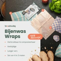 BROODNODIG® - Bijenwas Wraps (Bijenwas Doek) - Set Van 4 - 1S, 2M, 1L - Foodwrap - Beeswax Wraps - Bee Wrap - Beewax - Bijenwasdoek - Zero Waste - Duurzaam Cadeau - Herbruikbaar Boterhamzakje 15 BROODNODIG® - Bijenwas Wraps (Bijenwas Doek) - Set Van 4 - 1S, 2M, 1L - Foodwrap - Beeswax Wraps - Bee Wrap - Beewax - Bijenwasdoek - Zero Waste - Duurzaam Cadeau - Herbruikbaar Boterhamzakje -Thuisopslag 1200x1200 571